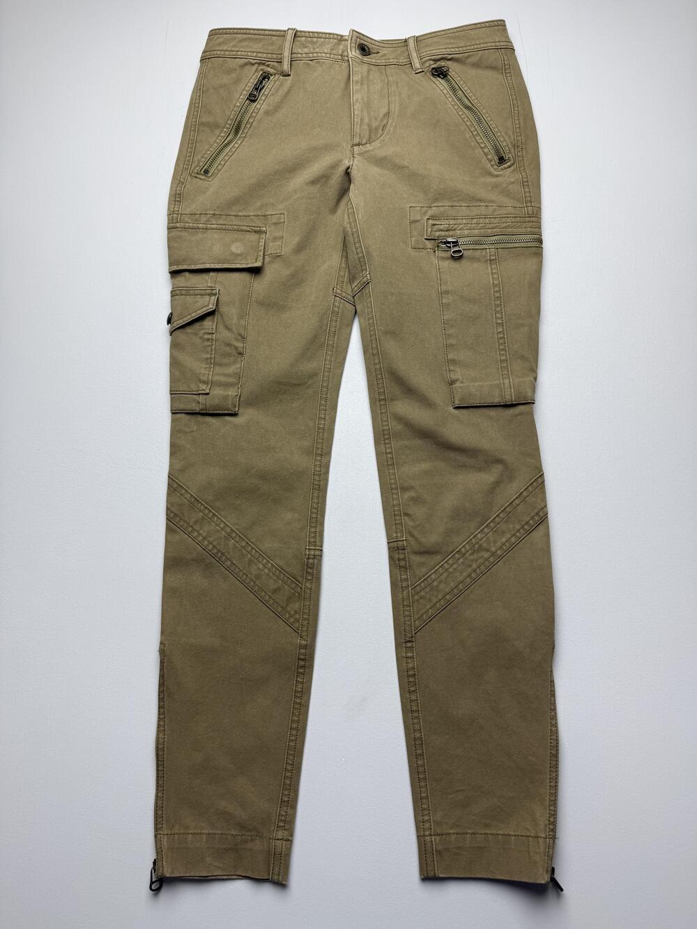 Ralph Lauren Pants Womens 6 Beige Cargo Twill Ankle Zip Stretch Pockets Casual